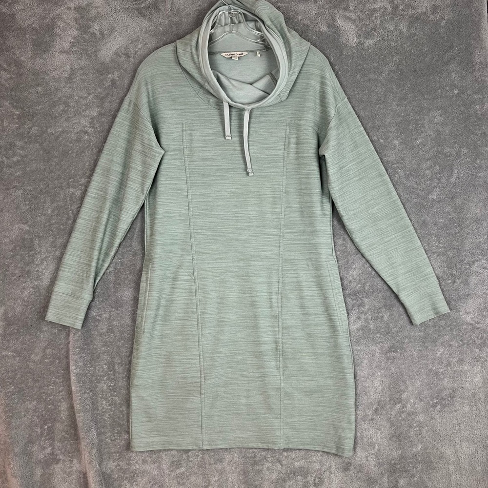 Toad & Co Follow Through Hooded Long Sleeve Sweatshirt Dress Womens S Green